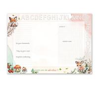 TOBJA Sous-main A3 pour filles et garçons - Design animaux de la forêt - Papier épais de 90 g/m² - Avec barre ABC à colorier - Parfait pour la rentrée des classes - Sous-main en papier - 25 feuilles