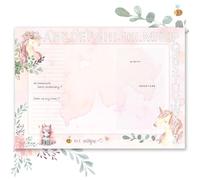 TOBJA Sous-main DIN A3 pour fille - Design licorne mignonne - Papier épais de 90 g/m² - Avec barre ABC à colorier - Parfait pour la rentrée des classes - Sous-main en papier - 25 feuilles