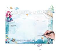 TOBJA Sous-main sirène pour enfant, format A3, barre ABC, 25 feuilles, amusement et créativité avec le sous-main en papier, sous-main pour fille