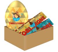Toblerone - Assortiment de Chocolats de Pâques : 1 Œuf Assortiment de Mini Barres Chocolatées, 1 Barre Chocolat au Lait, 1 Barre au Chocolat au Lait, Miel, Nougat et Amandes - Lot de 3 Produits