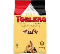 TOBLERONE - Assortiment de Mini Chocolats au Lait, Noir et Blanc avec Nougat au Miel Et Aux Amandes - Idée Cadeau Noël - Chocolat à Offrir ou Partager - 1 Sachet de 248 g