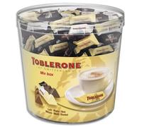 Toblerone - Assortiment de 3 Variétés de Mini Toblerone : Chocolat au Lait, Chocolat Noir et Chocolat Blanc - Tubo de 113 mini barres (904 g)