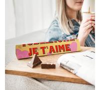 Toblerone thème de l’amour personnalisé avec 2 prénoms - Barre de chocolat Toblerone au lait 340 g avec nougat miel & amandes pour Saint Valentin, photo et texte unique