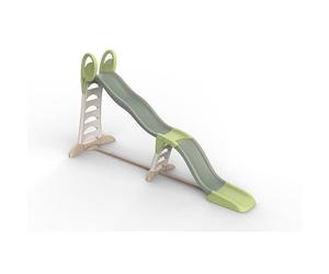 Toboggan 2-en-1 SMOBY Life Triple Wave 1,70 à 3,60 m Vert & beige, échelle stable, marches antidérapantes, anti-UV, hauteur 186 cm, 50 kg max