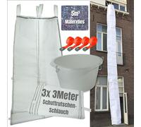 Toboggan à gravats de 9 m - 3 tuyaux flexibles de 3 m - Grande stabilité - Installation facile - Toboggan à gravats avec entonnoir de remplissage, non-tissé de peintre de 5 m³ et 4 sangles de serrage