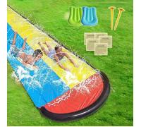 Toboggan Aquatique,480cm * 145cm Toboggan pour Pelouse avec 2 Planches de Surf, Toboggan à Eau pour Double Glissade