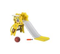 AIYAPLAY Toboggan Enfant Panier Basket pour Enfant 18 à 36 Mois Usage intérieur extérieur Charge Max 25KG dim. 131L x 50l x 74H cm Ballon + Pompe incluses HDPE Jaune Gris