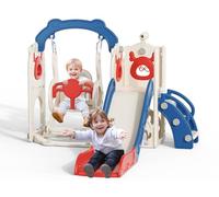 Toboggan enfant avec motif silex de Noël pour enfants avec set de golf, toboggan pour aire de jeux, intérieur et extérieur, autoportant (6 en 1, bleu, rouge)