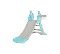 HOMCOM Toboggan Enfant avec Panier de Basket-Ball Échelle d'escalade pour Enfant +18 Mois Usage intérieur et extérieur Charge Max 20KG dim. 147L x 82l x 85,5H cm Bleu et Gris