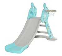 HOMCOM Toboggan Enfant avec Panier de Basket-Ball Échelle d'escalade pour Enfant +18 Mois Usage intérieur et extérieur Charge Max 20KG dim. 147L x 82l x 85,5H cm Bleu et Gris