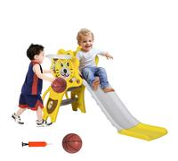 Toboggan enfant - panier basket, ballon, pompe inclus - hdpe jaune TU