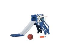 Toboggan enfant panier basket design tigre 18-36 mois usage intérieur - balle, pompe incluses - PE bleu gris