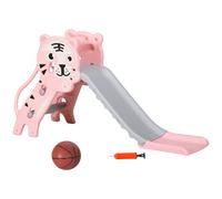 AIYAPLAY Toboggan pour Enfants, Toboggan intérieur pour Enfants, avec Un Panier de Basket, thème Tigre, de 18 à 36 Mois, jusqu'à 25 kg, 133L x 60l x 70H cm, Rose