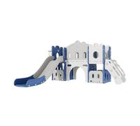 Toboggan et balançoire pour bébé Toboggan autoportant pour Enfant Centre d'activités pour Aire de Jeux Ensemble de Jeux intérieur extérieur Toboggan Long Equipement de Jeux (Aisle Blue White)
