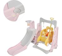 Toboggan et portique d'escalade pour bébés et jeunes enfants - Set de jeu avec long toboggan pour l'intérieur et l'extérieur, rose