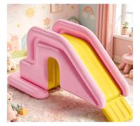 Toboggan gonflable rose et jaune macaron, gonflage en un clic, portable et facile à ranger, convient pour la piscine et le jardin Taille UniqueChlorure de polyvinyle