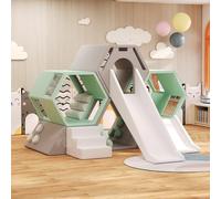 Toboggan Nid d'abeille, Structure De Jeux Intérieure for Tout-Petits, Équipement Jeu for La Maison, Développement L'intégration Sensorielle, d'escalade avec Tunnel À Ramper(232x230x160cm/3)