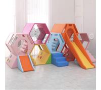 Toboggan Nid d'abeille, Structure De Jeux Intérieure for Tout-Petits, Équipement Jeu for La Maison, Développement L'intégration Sensorielle, d'escalade avec Tunnel À Ramper(368x230x160cm)