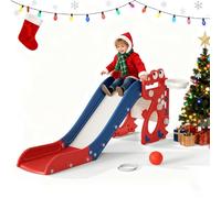 Toboggan Pliable 3 en 1 pour Enfants avec Panier de Basket, Basket-Ball, Lancer d'anneaux, pour Les 18 à 36 Mois, Extra Long H650 x L330 x P1520 mm (Bleu-Rouge)