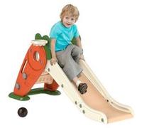 Toboggan pliable enfant 12-36 mois - panier basket, balle inclus - usage intérieur extérieur - HDPE orange beige