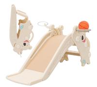 Toboggan pour enfant,4 en 1 Toboggan Bebe avec Escalade,Panier de Basket,Jeu de lancer d'anneaux,Toboggan Exterieur/Interieur Enfant,Jeux Exterieur Enfant de 2 à 5 Ans