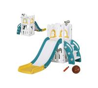 AIYAPLAY Toboggan enfant 5 en 1 – panier de basket, télescope, rangement, ballon – Blanc