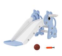 AIYAPLAY Toboggan pour Enfants 3 en 1 en Forme de Girafe avec Panier de Basket, Escalade et Ballon, Toboggan intérieur pour Enfants de 1 à 3 Ans, 106 x 51,5 x 52 cm, Bleu