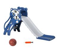 AIYAPLAY Toboggan enfant Tigre – Panier basket, 18–36 mois, intérieur, balle & pompe – Bleu/Gris