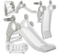 TOBOGGAN - TECTAKE - Toboggan pliable JOY pour enfants avec panier de basket et marches antidérapantes - Gris