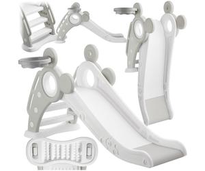 TOBOGGAN - TECTAKE - Toboggan pliable JOY pour enfants avec panier de basket et marches antidérapantes - Gris