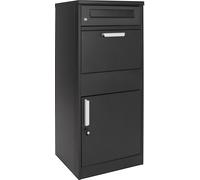 Toboli Boîte à colis verrouillable noire 1120 x 500 x 370 mm, Boîte aux lettres sur pied, pour colis max. 150 x 400 x 400 mm, Usage domestique courrier