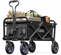 Toboli Chariot de transport Enfant Noir Pliable 100 kg avec Roulettes 1020x505x1010 mm Poignée Télescopique Transport Outils Tout-terrain Plage Jardin Excursion Poussette Nature
