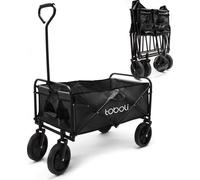 Toboli Chariot de transport Enfant Noir Pliable 100 kg avec Roulettes 1020x505x1010 mm Tout-terrain Transport Outils Plage Jardin Excursion Poussette Nature