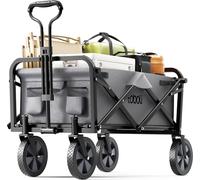 Toboli Chariot Enfant Pliable – capacité 100 kg – 1020 x 505 x 1010 mm – de couleur Grise – avec Poignée Télescopique – pour Transport Marchandise Outils Tout-terrain Plage Nature