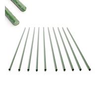 Toboli Lot de 10x Tuteurs Plantes - Ø 11 x 1500 mm - en Vert - en Métal - Support de Légumes Fleurs grimpantes - Piquets Attache Tomates - Roses, Vigne