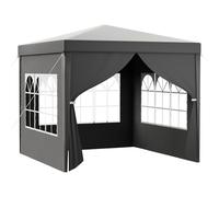 Toboli Pavillon 3 x 3 m en gris avec protection UV 50+, gazebo de jardin avec côtés amovibles, tente de réception avec fenêtres pour terrasse et festival, par exemple