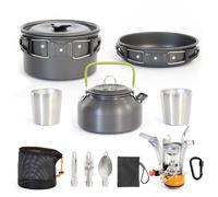Toboli Set de vaisselle Camping 12 pièces, en Acier/Aluminium, Équipem