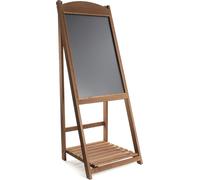 Toboli Stop-trottoir en bois – 42 x 112 cm – Chevalet publicitaire avec tableau d'ardoise et Étagère – Déco Porte-affiche Publicité Commerce