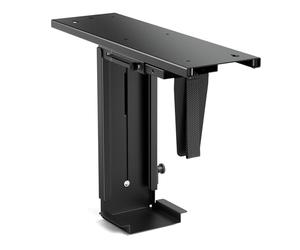 Toboli Support PC sous bureau avec rail coulissant, pivotant 360°, 10 kg | Hauteur et largeur réglables sans outil, fixation vissée sous le bureau, pour PC de bureau et gaming