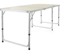 Toboli Table de camping pliante, 1800 x 600 x 700 mm, table portable blanche en MDF/alu, réglable en hauteur 55/62/70 cm, extérieur, BBQ, fêtes, barbecue, pique-nique