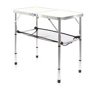 Toboli Table de Camping Pliante, 800 x 400 x 700 mm, Table Portable Blanche en alu, réglable en Hauteur 33/44/56/70 cm, extérieur, BBQ, fêtes, Barbecue, Pique-Nique