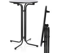 Toboli Table haute de bar sur pied – Ø 80 cm – Hauteur 110 cm – couleur Noire / Ronde / Pliante – Usage intérieur et extérieur – Meuble Terrasse Jardin Salon Cuisine Bistro Brasserie Mange debout