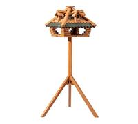 Toboli Vogelfutterhaus mit Ständer aus Tannenholz 115cm Wildvögel Vogelhaus mit Gauben
