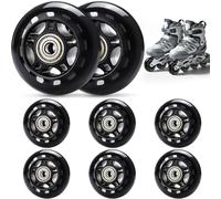 TOBWOLF Lot de 8 roues de rechange pour patins à roues alignées d'intérieur de 70 mm 82 A, roues de patinage d'intérieur avec roulements ABEC-7, roue à bagages, roues d'entraînement pour scooter