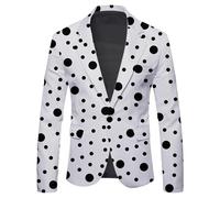 Tobysper Sakko Veste de costume pour homme - Veste à pois - Un bouton - Veste d'affaires moderne et élégante - Veste légère - Sportive - Loisirs - Blazer de Noël - Costume de carnaval, Blanc., XL