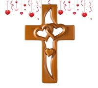 TocaFeank Art Mural en Bois - Décoration Religieuse de Style Campagnard | Sculpture Murale en Cœur Creux Sculptée à la Main | Pour Couple, Maison, Salon, Chambre, Mariage, Saint-Valentin, Pâques