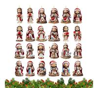 TocaFeank Calendrier de l'Avent de Noël | Set de 24 Pendants Jésus pour Compte à Rebours,Décorations Festives en Acrylique 2D pour Maison Fête Mur Activités Rassemblement