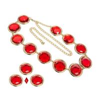 TocaFeank Ceinture de gemme rouge | Ceinture à chaîne à taille bijou rouge | Ceintures de chaîne en strass réglables pour Costume de Cosplay Anime | Lien de bijoux en pierre r-ed, accessoires Costume