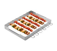 TocaFeank Grille pour grill extérieur, brochettes avec grille - Ensemble de shish kabob à support pliant - Accessoires de Barbecue portables avec 6 bâtons de brochettes, support de gril de camping