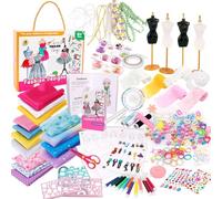 TocaFeank Kit de créateur de Mode, kit de créateur de Robes pour Filles - Kit de créativité et d'artisanat à Faire soi-même, 345 pièces | Kit de 2 Supports de mannequins pour vêtements de,
